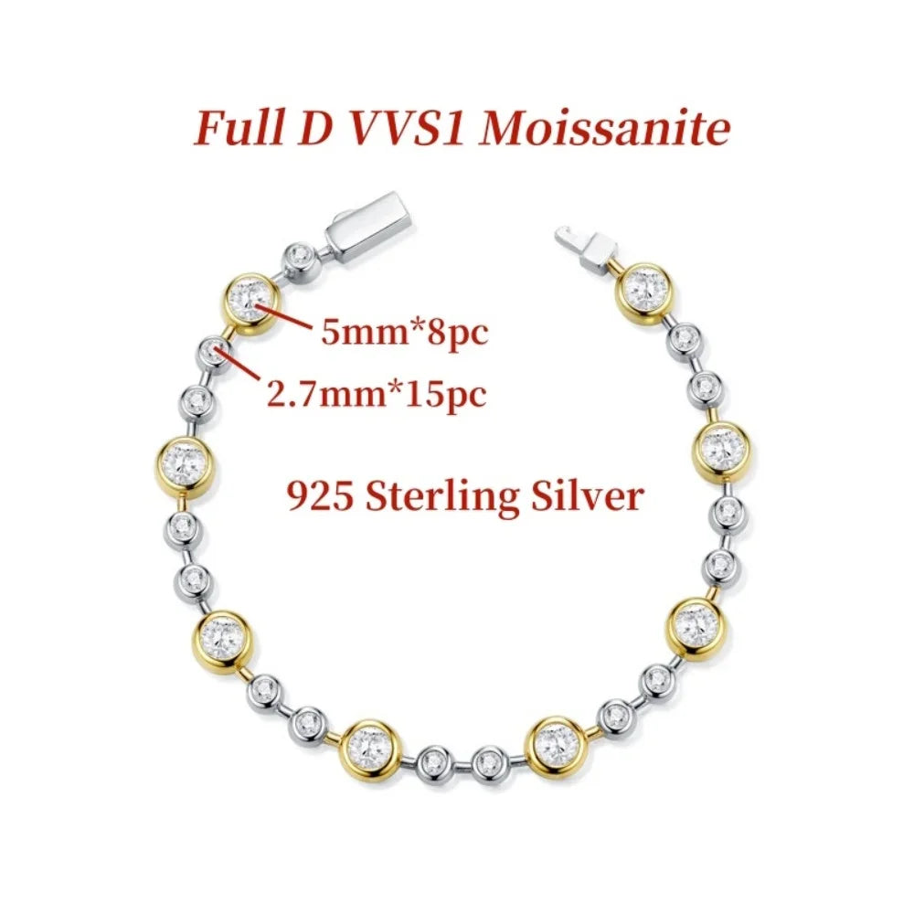 NKHOG 5mm Full Moissanite Bubble Bracelets For Women 925 Sterling Silver Double Color Lab Diamond Bangle Party Jewelry Wholesale
