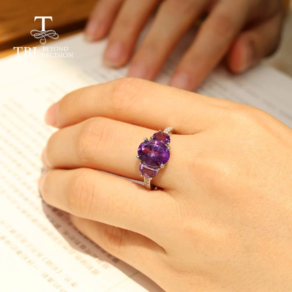 OUT OF STOCK  Natural African amethyst ring 925 sterling silver fashion design women's high jewelry for Daily wear