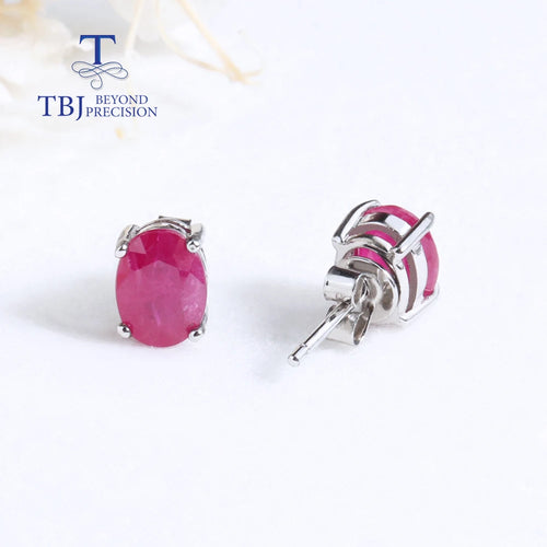Natural Ruby oval 6*8mm gemstone simple & classic design earring 925 sterling silver jewelry for girls & lady gift