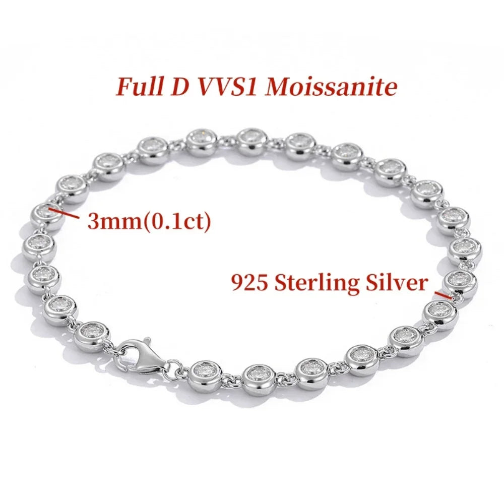 NKHOG 5mm Full Moissanite Bubble Bracelets For Women 925 Sterling Silver Double Color Lab Diamond Bangle Party Jewelry Wholesale