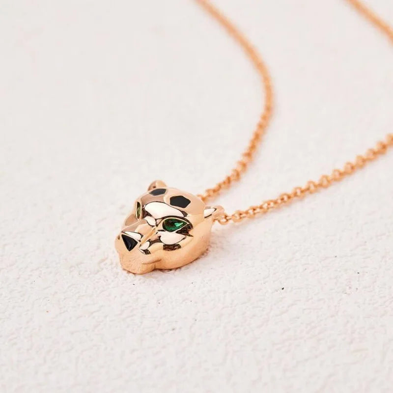 Designer Fashion Style Earrings Necklace Inlay Cubic Zircon Black Enamel Spots Leopard Panther Jewelry Sets