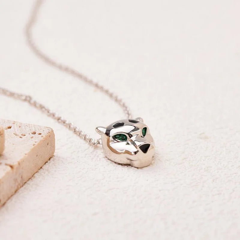 Designer Fashion Style Earrings Necklace Inlay Cubic Zircon Black Enamel Spots Leopard Panther Jewelry Sets